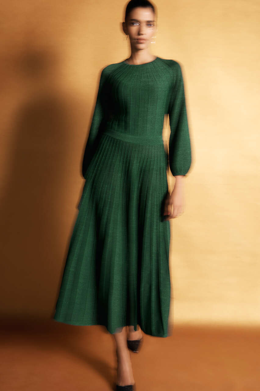 Lumia Metallic Knit Dress Dark Emerald - Welcome to the Fold LTD