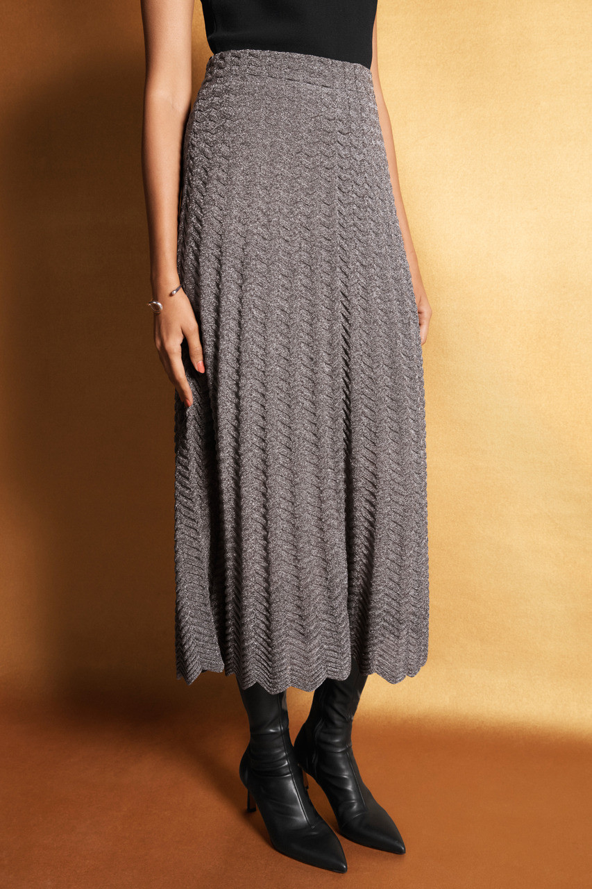 Irvine Metallic Knit Skirt Dark Silver - Welcome to the Fold LTD