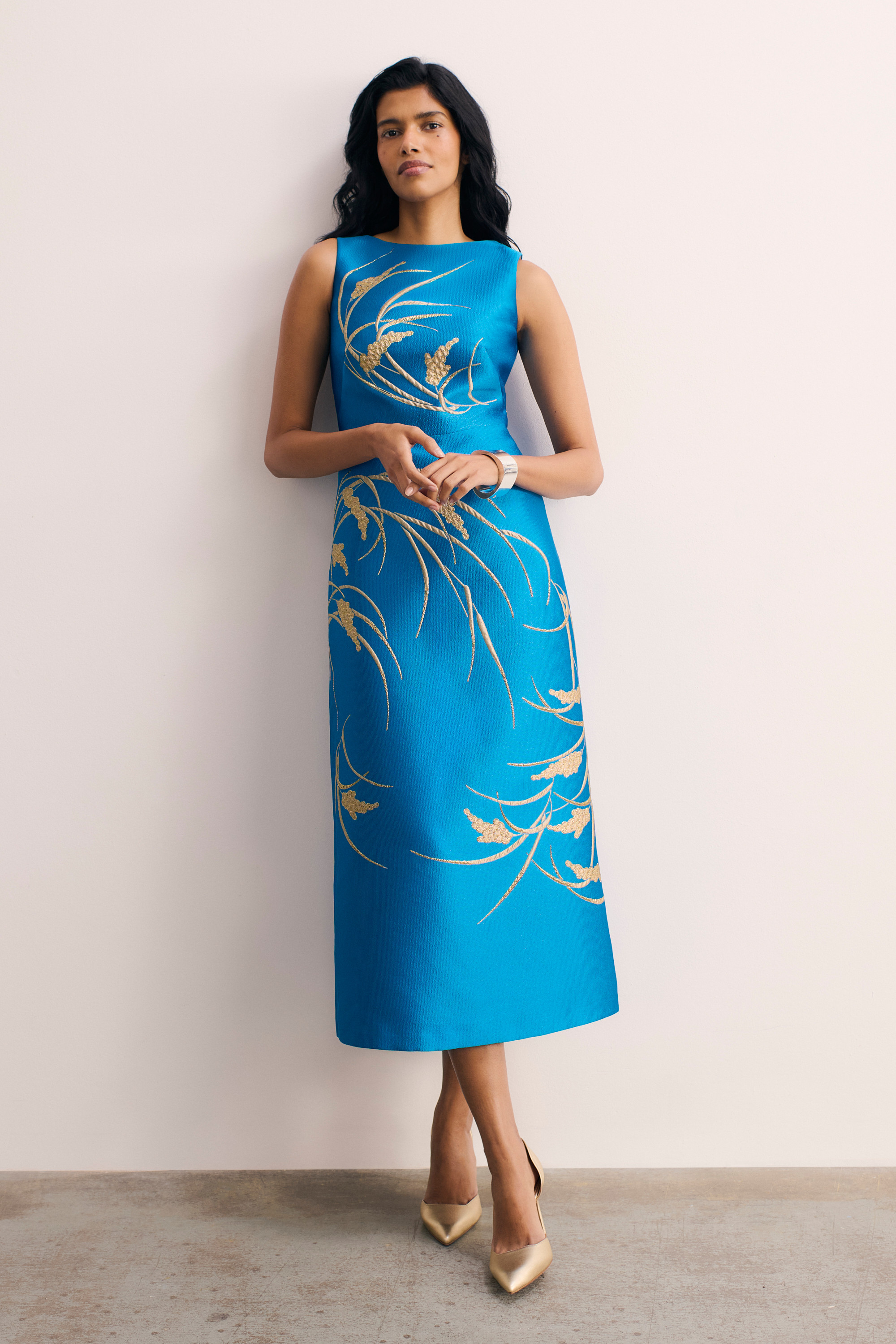 Eden Jacquard Dress Vivid Turquoise - Welcome to the Fold LTD