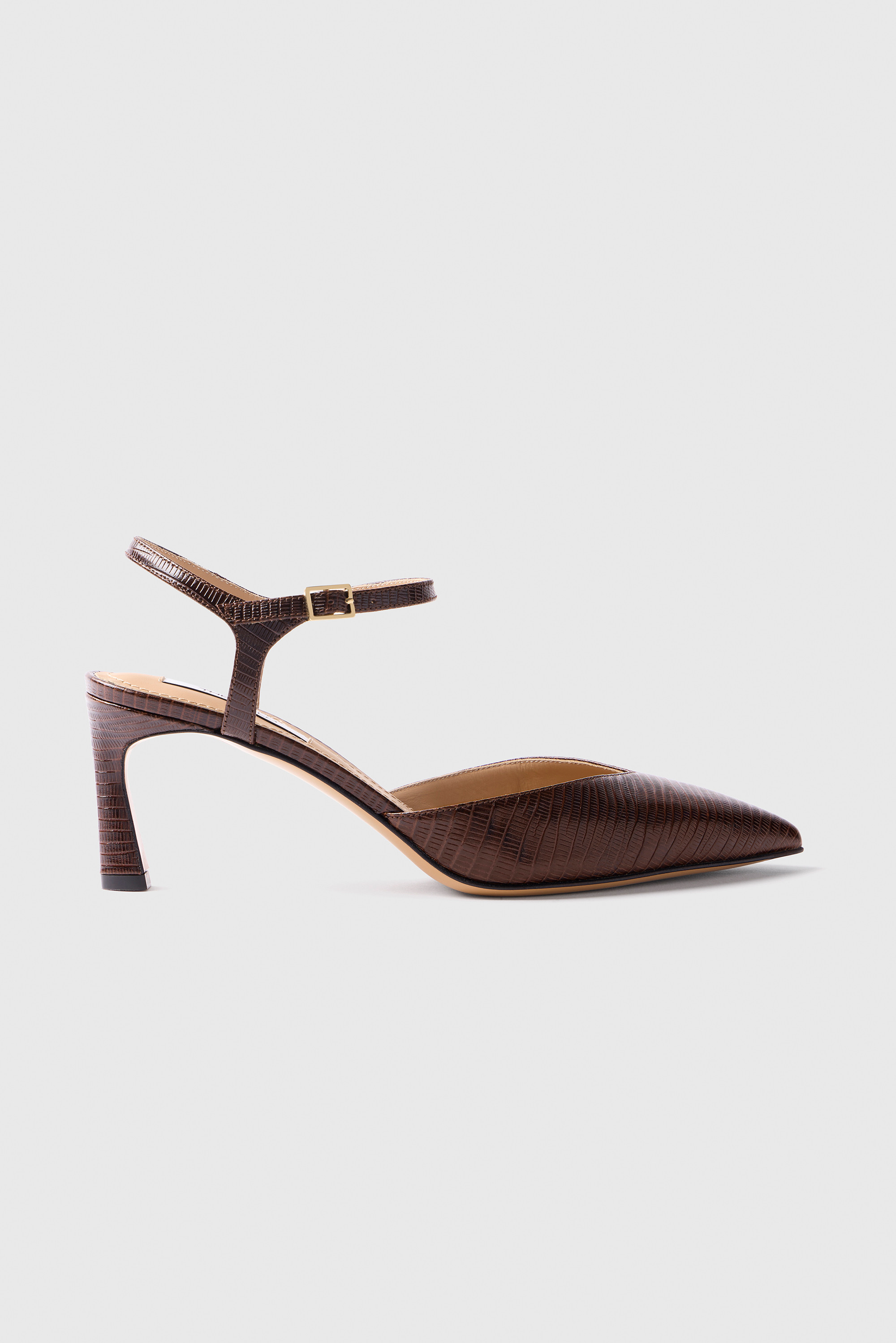 Venosa Lizard-Embossed Leather Heels 65 Dark Chocolate - Welcome