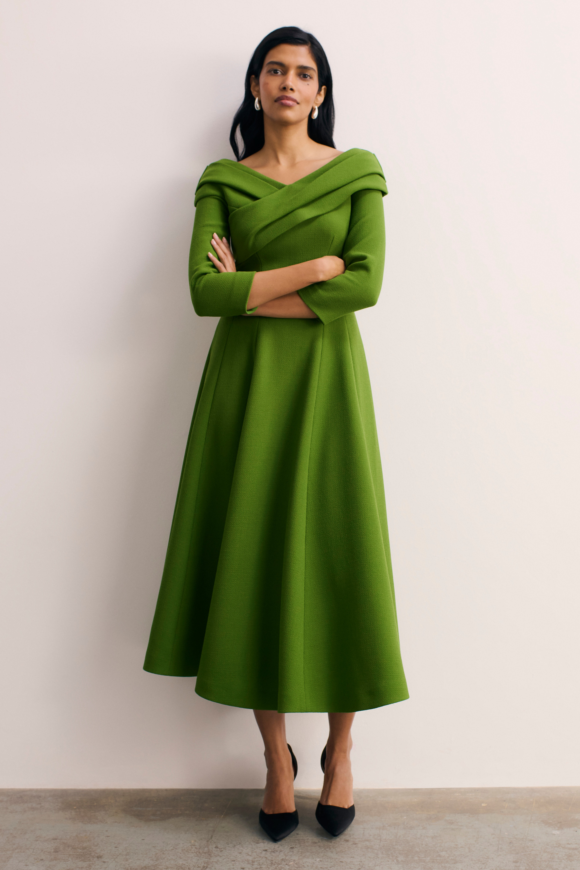Palermo Wool Crepe Dress Spring Green - Welcome to the Fold LTD