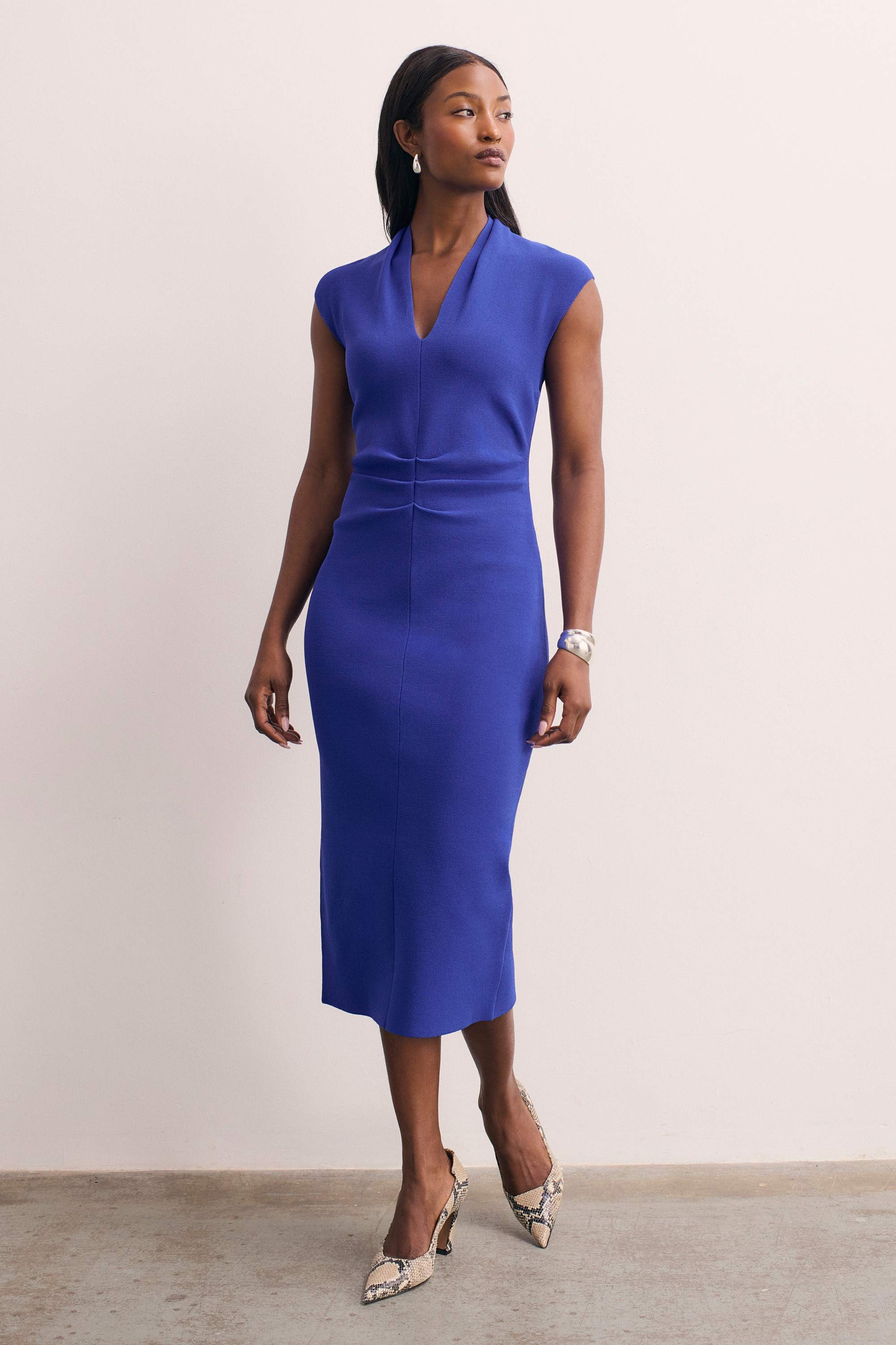 Sculpt Knit Oletta Dress Cobalt Blue - Welcome to the Fold LTD