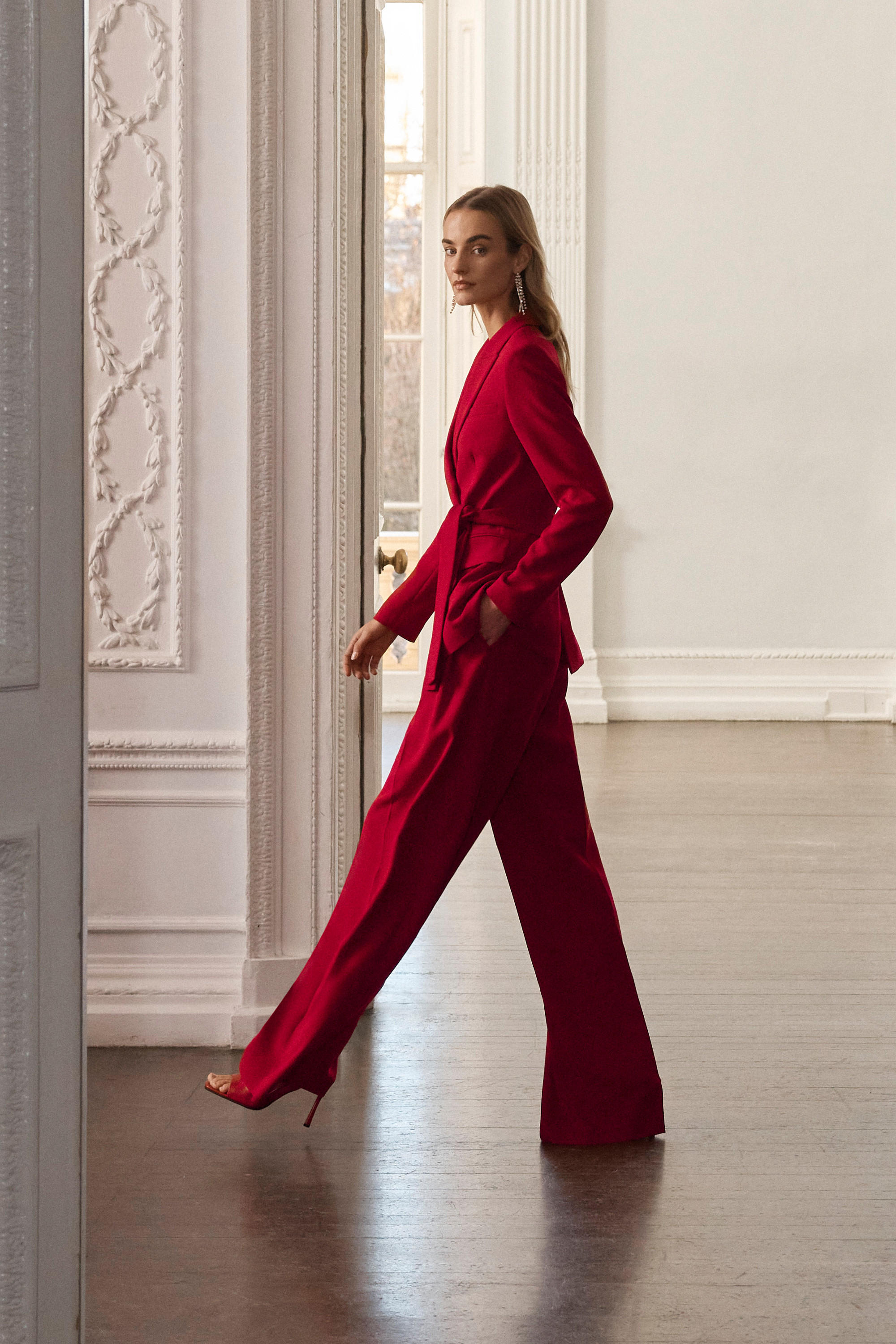 Almeida Crepe Jacket Deep Scarlet Red - Welcome to the Fold LTD