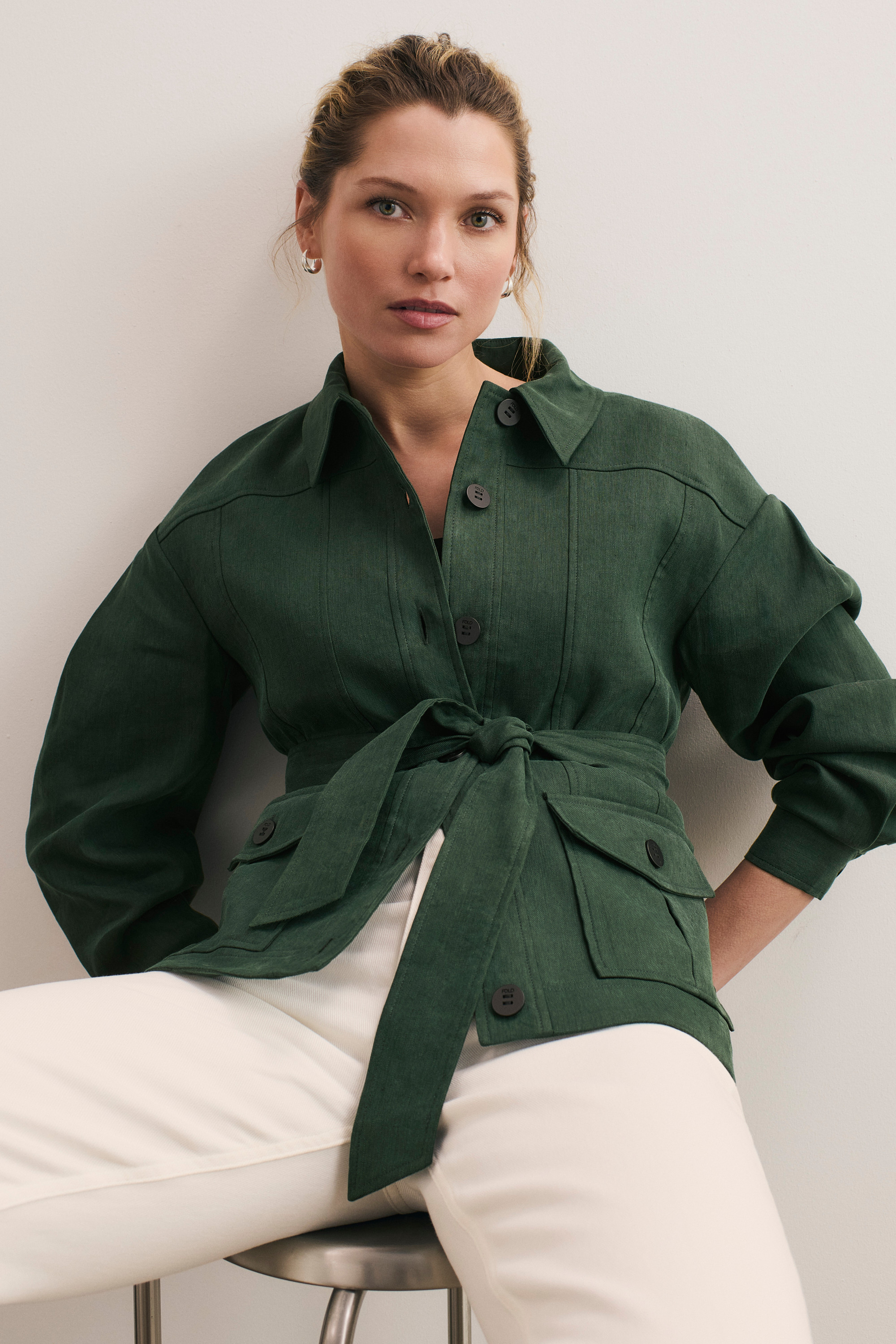 Zenna Linen Blend Jacket Deep Green - Welcome to the Fold LTD