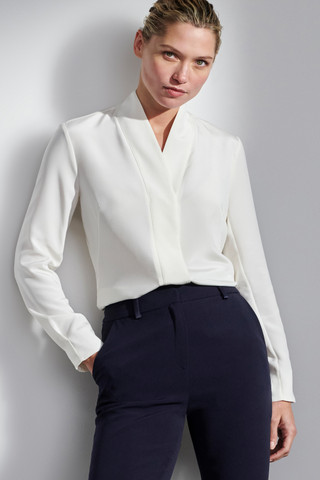 Bowery Blouse Ivory Stretch Silk - Welcome to the Fold LTD