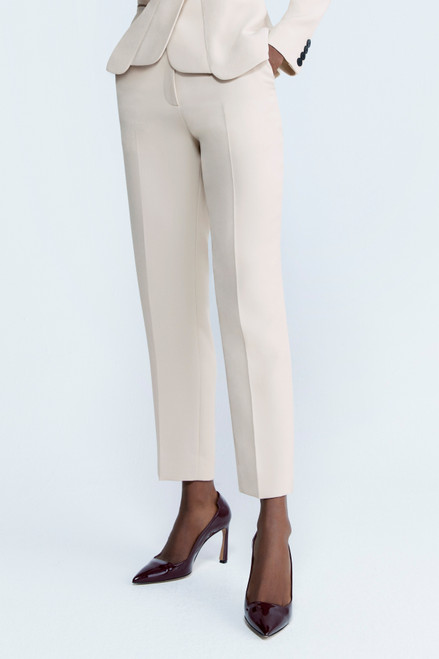 Caselle Slim-Leg Trousers Stone Crepe