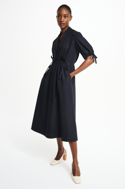 Tessano Midi Dress Navy Cotton