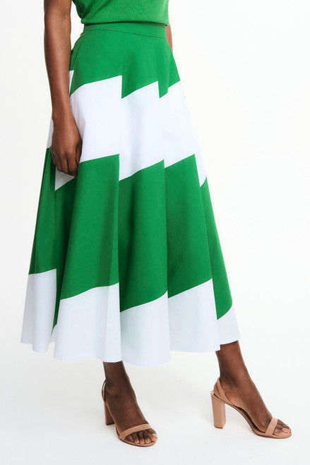 Verania Skirt White And Emerald Green Cotton