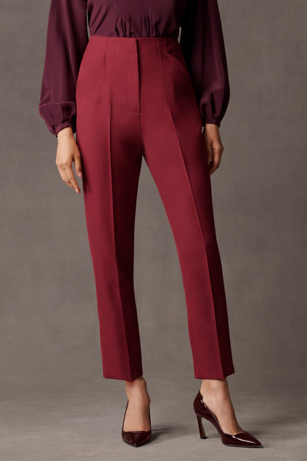 Esme Slim-Leg Trousers Pomegranate Red Wool