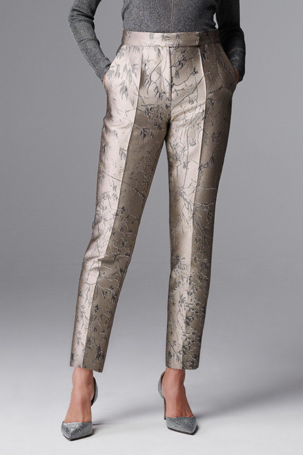 Clarendon Slim-Leg Trousers Silver Jacquard