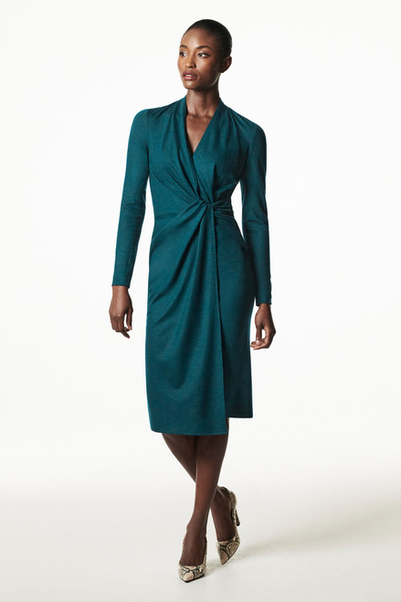 Greenwich Dress Dark Lagoon Blue Wool Stretch