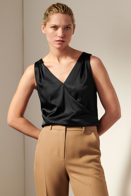 Alston Vest Black Stretch Silk Satin