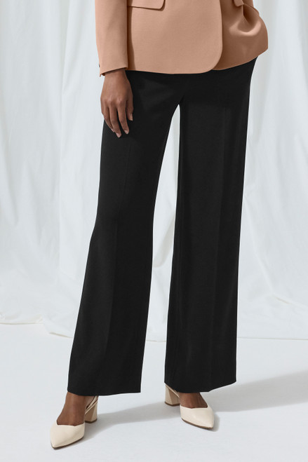 Clever Crepe Wide-Leg Trousers Black