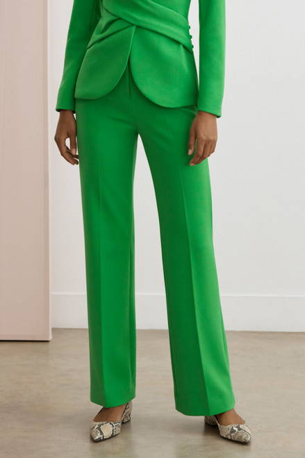 Alzira Straight Flared Trousers Vivid Green Stretch Crepe