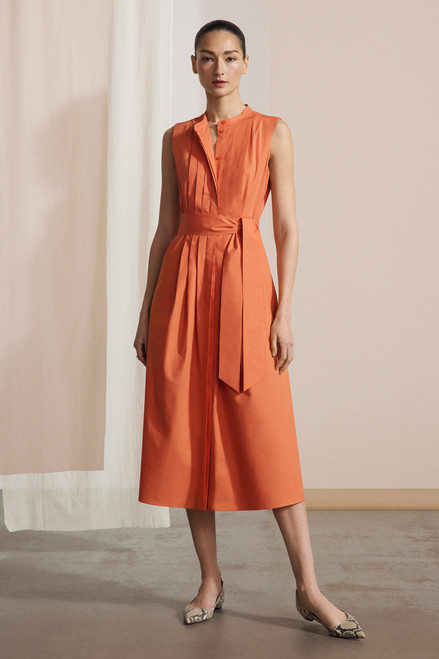 Lavenham Midi Dress Summer Orange Stretch Cotton