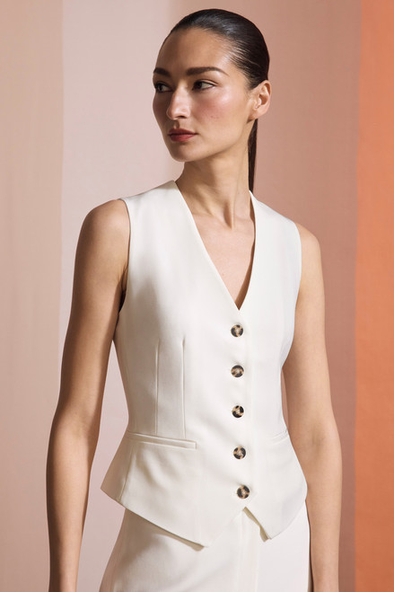 Clever Crepe Seville Waistcoat Ivory