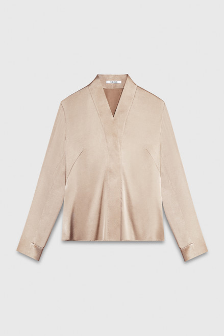 Bowery Blouse Oyster Stretch Silk Satin