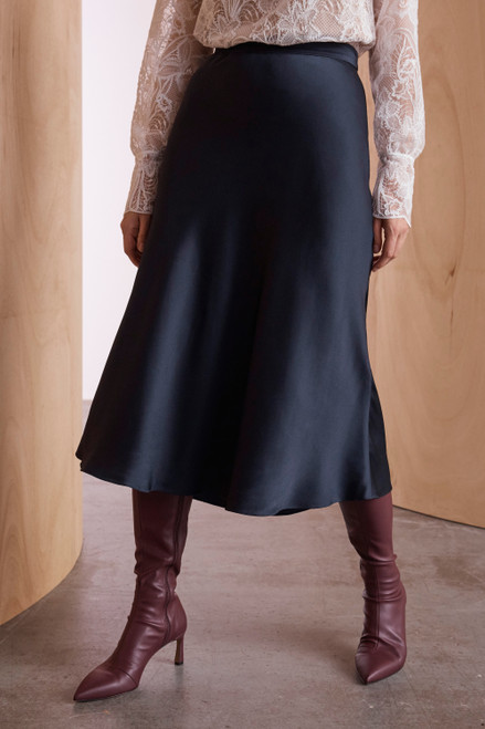 Kelmore Skirt Midnight Navy Satin