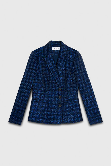 Amerton Jacket Navy Metallic Houndstooth Tweed