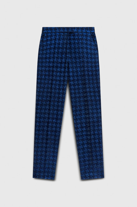 Clarendon Slim-Leg Trousers Navy Metallic Houndstooth Tweed