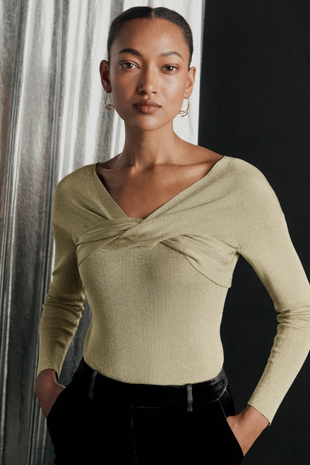 Zora Top Gold Metallic Knit