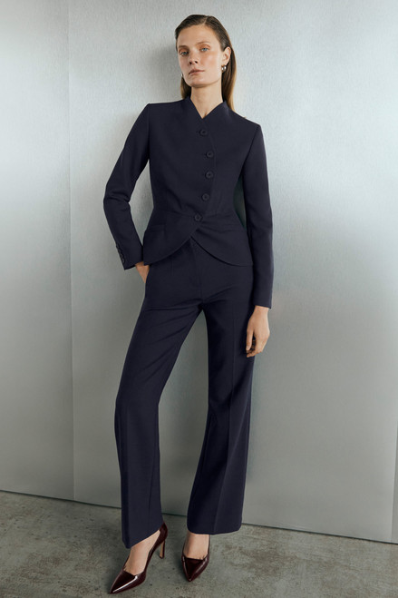 Ultimate Wool Alzira Straight Flared Trousers Navy