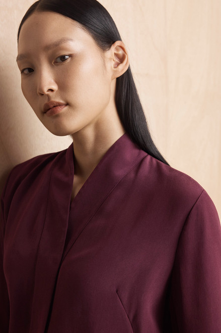 Bowery Blouse Plum Stretch Silk
