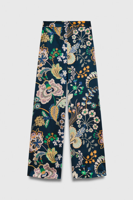 Arezzo Trousers Navy Silk Satin Made With Liberty Fabric