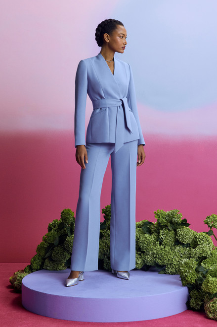 Adelaide Wide-Leg Trousers Light Cornflower Blue Crepe