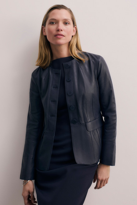 Ginevra Leather Jacket Navy