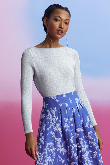 Sentiero Metallic Knit Top Silver
