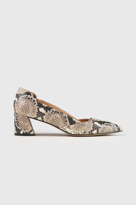 Saturnia Snake-Embossed Leather Heels 45 Grey