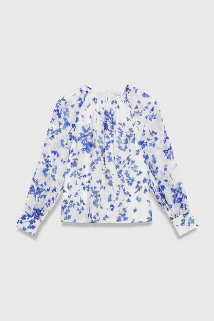 Rossana Silk Blouse Ivory And Blue