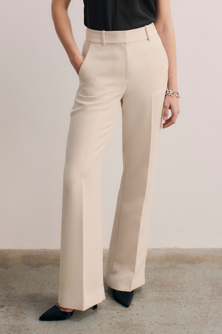 Doppio Crepe Alzira Straight Flared Trousers Stone