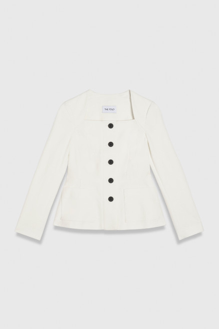 Nemia Textured Cotton Jacket Ivory