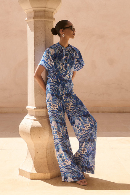 Arezzo Silk Trousers Made With Liberty Fabric Blue Multicolour