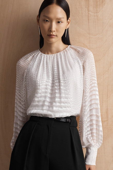 Oscan Devore Blouse Ivory