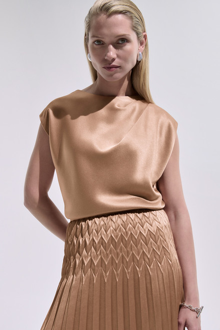 Clever Crepe Skye Satin Blouse Light Camel