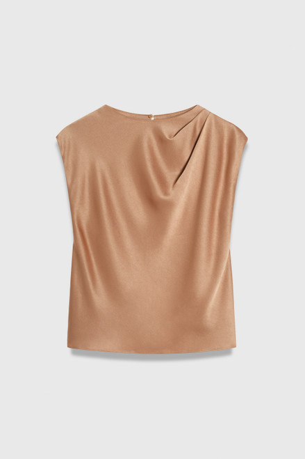 Clever Crepe Skye Satin Blouse Light Camel
