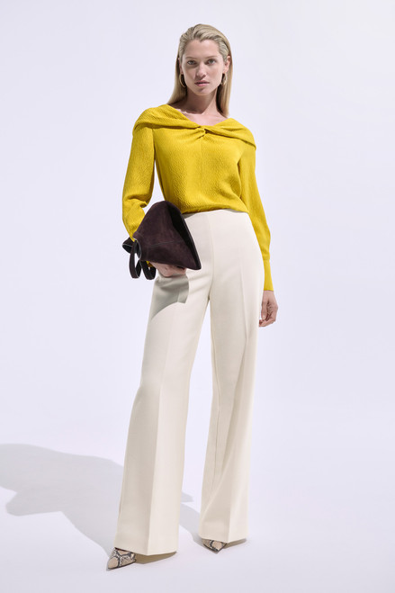 Tirana Silk Jacquard Long Sleeve Top Chartreuse Yellow