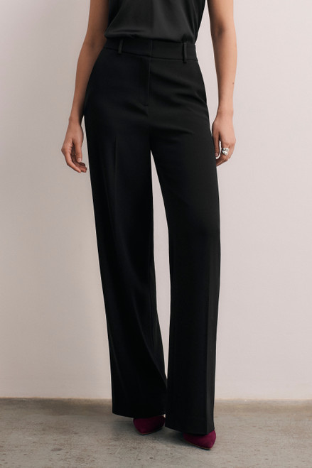 Clever Crepe Wide-Leg Trousers Black