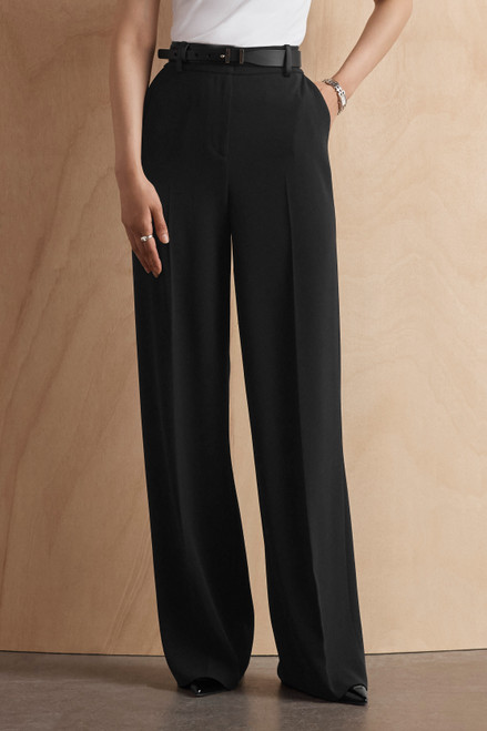 Clever Crepe Wide-Leg Trousers Black