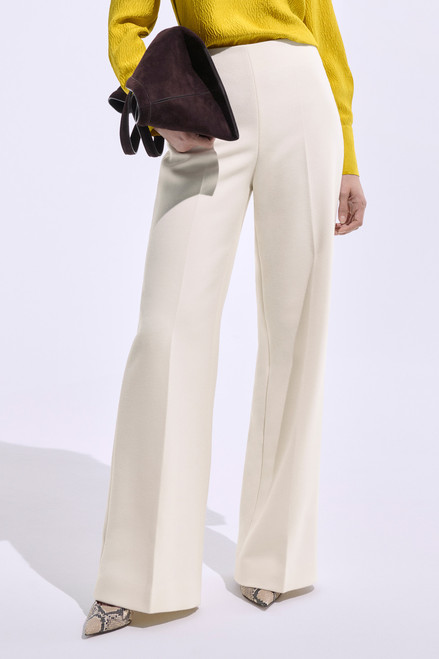 Fitzroy Textured Wool Straight Flared Trousers Ivory