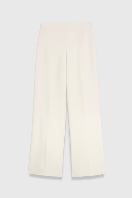 Fitzroy Textured Wool Straight Flared Trousers Ivory
