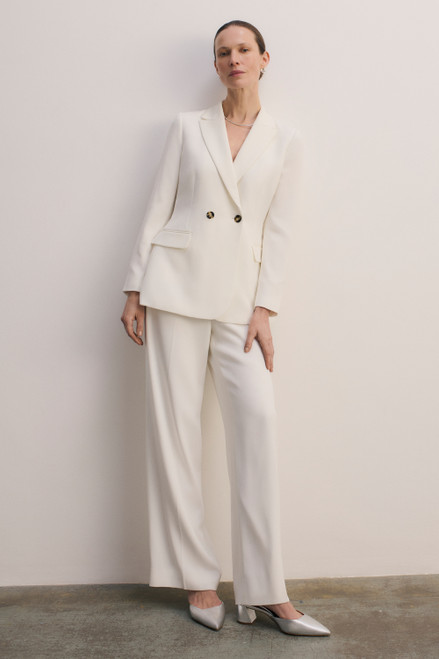 Clever Crepe Wide-Leg Trousers Ivory