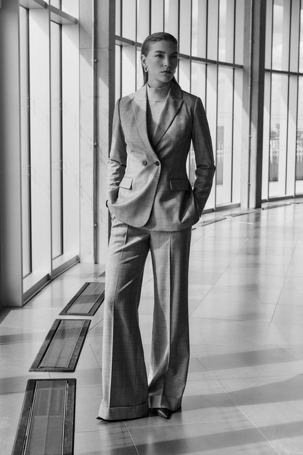 Hartwood Wool Prince Of Wales Wide-Leg Trousers Grey