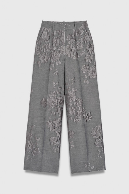 Adelaide Jacquard Wide-Leg Trousers Soft Steel Grey