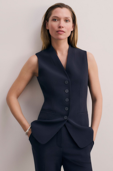Clever Crepe Hartley Waistcoat Navy