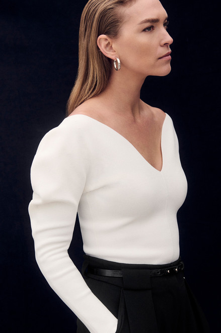 Sculpt Knit Bouverie Top Ivory