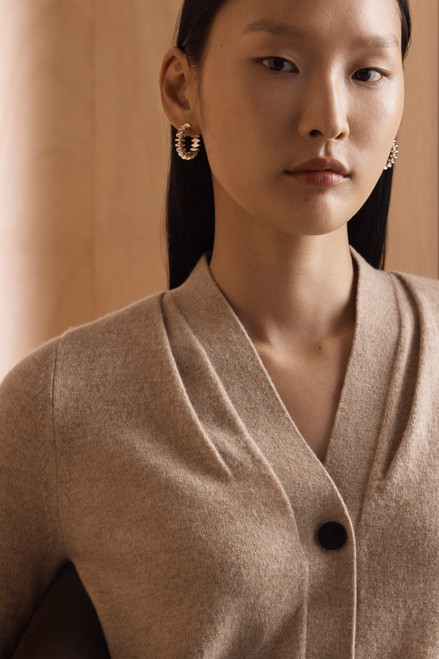 Popoli Wool Cashmere Blend Cardigan Light Fawn